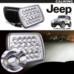 超高輝度 カスタム LEDヘッドライト 7x6インチ HI/LOW クロームインナーハウジング 合計15粒発光 オフロード ジープ/ラングラーYJ XJ GMC/サバナ サファリ C/Kトラック 等 汎用品【アメ車パーツ】