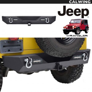 JEEP/ジープ WRANGLER/ラングラー TJ YJ アーマー リアバンパー カスタム テクスチャーブラック フック & LED付き ’87y〜’06y【アメ車パーツ】