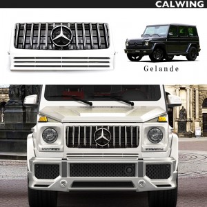 【W463用現行型G63スタイルグリル】MercedesBenz/メルセデスベンツ Gクラス W463 パナメリカーナグリル ホワイト/クローム ’90y〜’18y【欧州車パーツ】