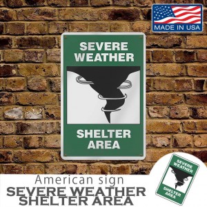 おしゃれ耐久性抜群!! 米国用品 アメリカンサインプレート ”SEVERE WHEATHER〜AREA” 大きなサイズ12x18インチ MADE IN USA アルミニウム ヴィンテージ 看板 インテリア ガレージ お店の装飾等 雑貨