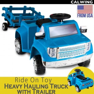 電動乗用トイ HEAVY HAULING TRUCK WITH TRAILER/ヘビーハウラートラック トレーラー付き 6Vバッテリー付属 | キッズカー バッテリーカー 乗り物 乗用玩具 子供用 3歳~6歳くらい 【TOY 雑貨】