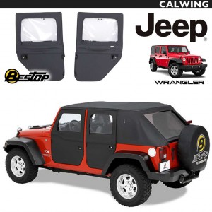 ファブリック リアドア ブラックダイアモンド 幌 | 4ドア リア用 左右セット ハーフドアOK 開放感抜群!JEEP/ジープ WRANGLER/ラングラー JK '07y〜'18y【アメ車パーツ】