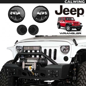 JEEP/ジープ WRANGLER/ラングラー JK '07~'17y | エクストリームスカルデザイン ヘッドライト/パークシグナルランプ お買い得4個セット LEDヘッドライト DRL ブラック&スモークパークシグナル カスタムヘッドライト【アメ車パーツ】