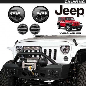 JEEP/ジープ WRANGLER/ラングラー JK '07~'17y | エクストリームスカルデザイン ヘッドライト/パークシグナルランプ お買い得4個セット LEDヘッドライト DRL ブラック&インナーブラックパークシグナル カスタムヘッドライト【アメ車パーツ】