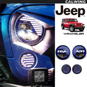 JEEP/ジープ WRANGLER/ラングラー JK '07~'17y | エクストリームスカルデザイン ヘッドライト/パークシグナルランプ お買い得4個セット LEDヘッドライト DRL ブルー 青 カスタムヘッドライト【アメ車パーツ】