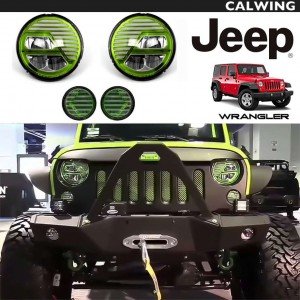 JEEP/ジープ WRANGLER/ラングラー JK '07~'17y | エクストリームスカルデザイン ヘッドライト/パークシグナルランプ お買い得4個セット LEDヘッドライト DRL グリーン 緑 カスタムヘッドライト【アメ車パーツ】
