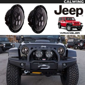 JEEP/ジープ WRAGLER/ラングラー JK '07y~'18y | ハローエンジェルアイズヘッドライト DRL付き ブラック 7インチ 【アメ車パーツ】