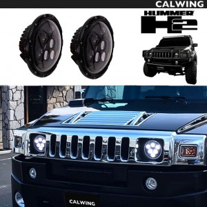 HUMMER/ハマー H2 SUT | ハローエンジェルアイズヘッドライト DRL付き ブラック 7インチ 【アメ車パーツ】