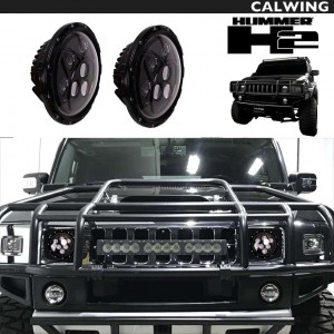 HUMMER/ハマー H2 SUT | ハローエンジェルアイズヘッドライト DRL付き ブラック 7インチ 【アメ車パーツ】