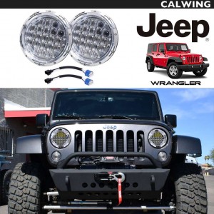 JEEP/ジープ WRAGLER/ラングラー JK '07y~'18y | 超高輝度 カスタム LEDヘッドライト 7インチ 21発プロジェクター クロームハウジング DRL HI/LOW LEDヘッドライト LED ホワイト オフロード 【アメ車パーツ】