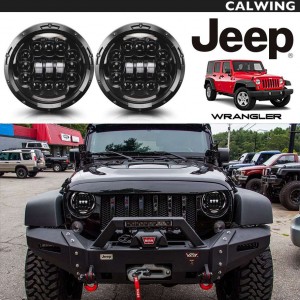 JEEP/ジープ WRAGLER/ラングラー JK '07y~'18y | 超高輝度 カスタム LEDヘッドライト 7インチ 12発プロジェクター DRL HI/LOW LEDヘッドライト LED ホワイト オフロード 【アメ車パーツ】
