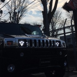 HUMMER H2 LEDヘッドライト 取付!!  ハマー カスタム デイライト イカリング