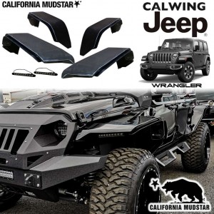 【カリフォルニアマッドスター/CALIFORNIA MUDSTAR★】JEEP/ジープ WRANGLER/ラングラー JL '18y- | フラットワイドオーバーフェンダー ブラック シーケンシャルウインカー アジャスタブルプレートセット BAD WRANGLER【アメ車パーツ】