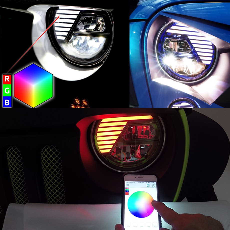 スマホアプリでライト色を自由にチェンジ出来る最先端のRGBヘッドライトカスタム‼️