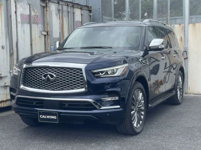 インフィニティ QX80 プロアクティブ　AWD　スマホナビ対応オーディオ　デュアルモニター